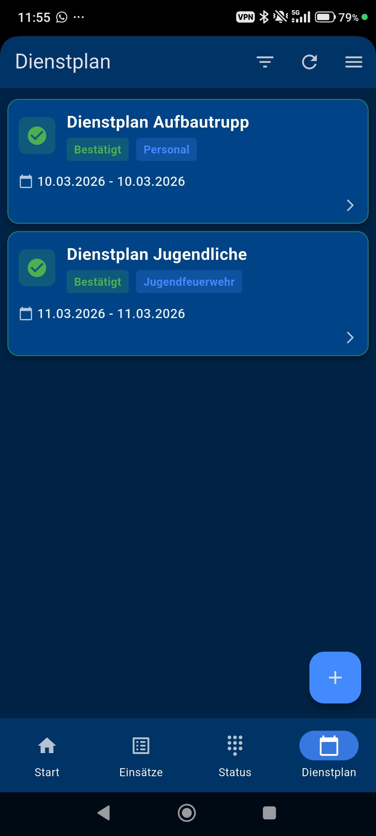BF-Tag App – Dienstplan und Einsatzzeiten